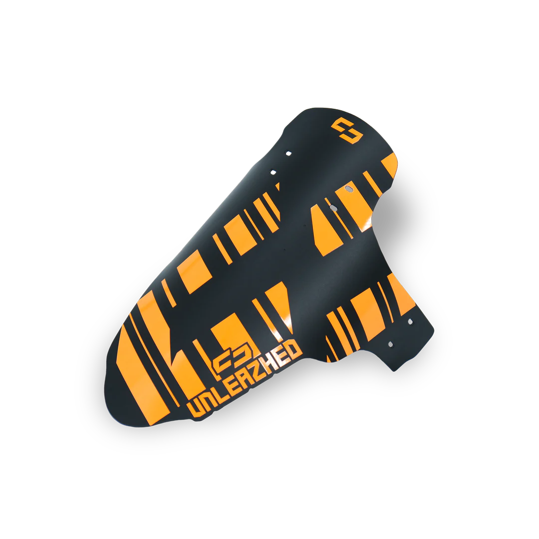 unleazhed - M01 orange, Fahrradschutzblech, Kunststoff, Schwarz-Orange, Geometrisches Muster