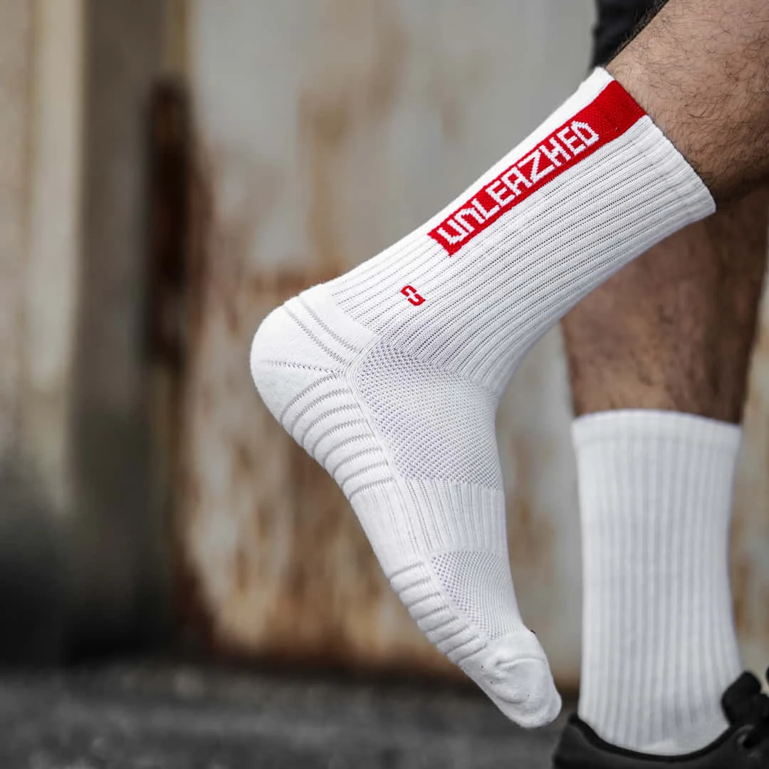 MTB Socks snazy 2 x white-red - Unleazhed
