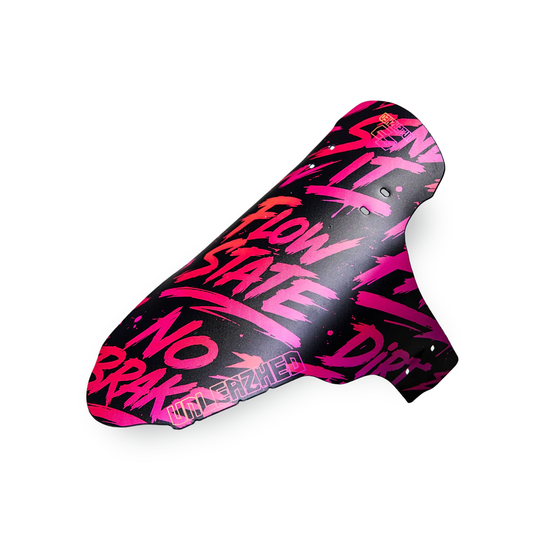 Mudguard M01 Flow State - Unleazhed, Fahrradsattel, schwarz-pink, Grafikmuster, gepolstert, Kunstleder