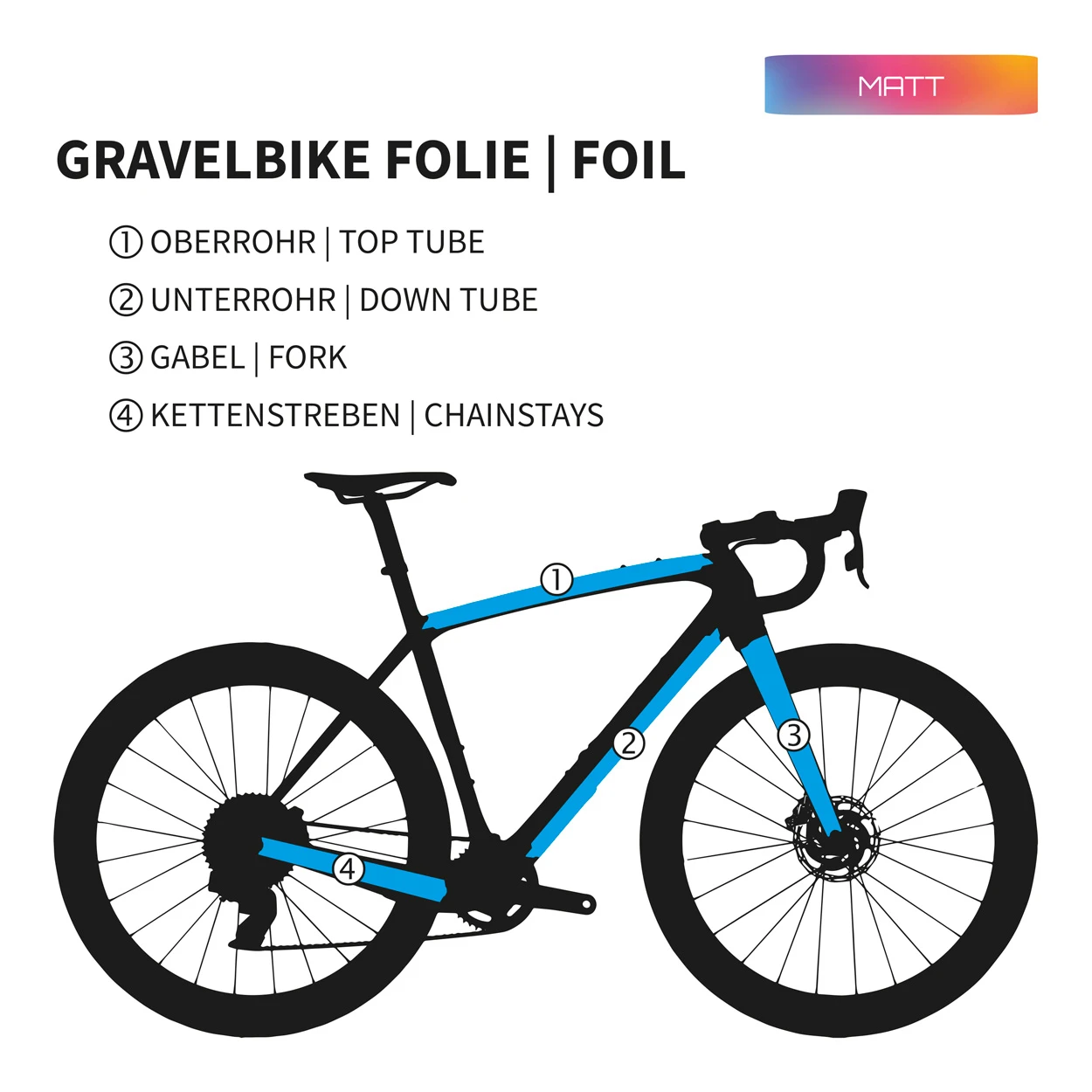 Custom Gravelbike Rahmenschutzfolie matt - Unleazhed