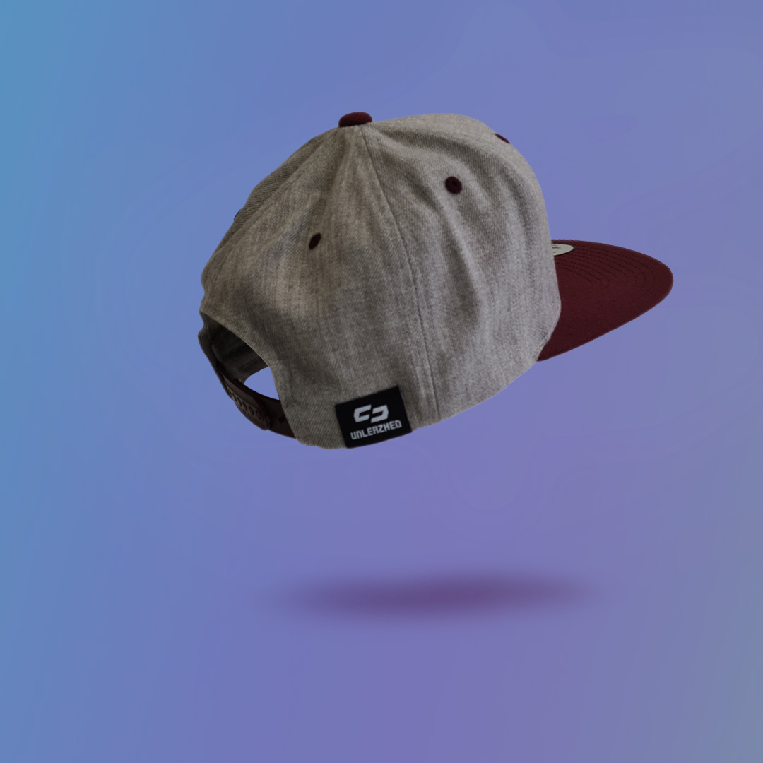 Unleazhed - Snapback logo patch grey maroon