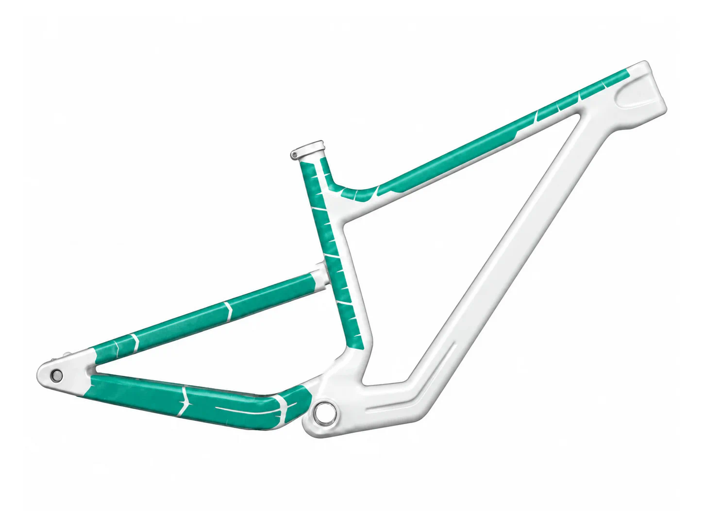Schematic custom coverage in green: MTB · L · Top tube + rear triangle