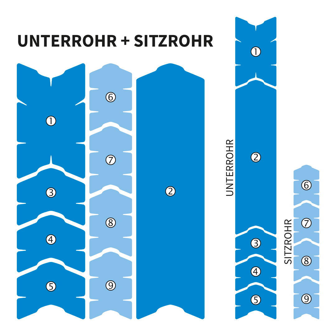Custom Rahmenschutzfolie MTB L Unterrohr, Hinterbau - glossy - Unleazhed