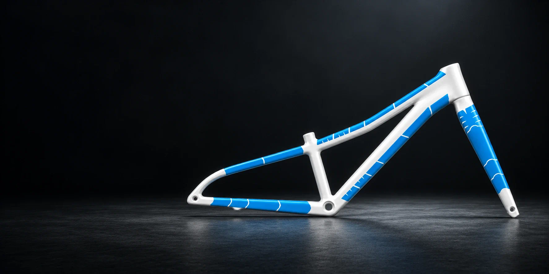 Studio illustration of Kids’ bike with protection shown in blue