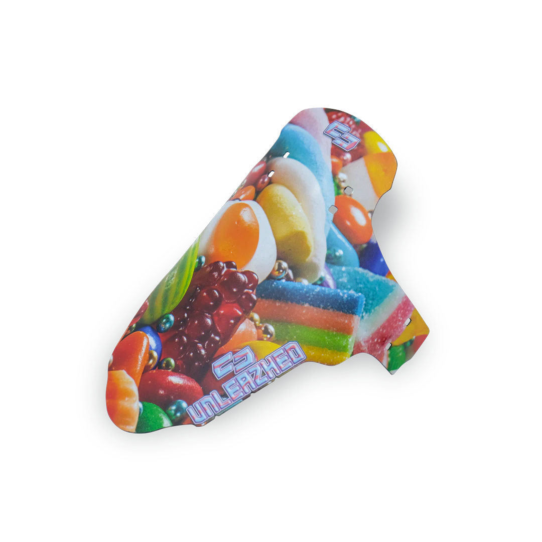 unleazhed - M01 candy shop, Gaming-Mauspad, Süßigkeitenmotiv, mehrfarbig, Schwarzrand, geformtes Design