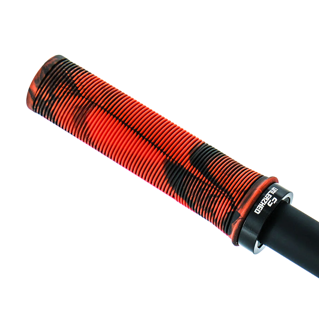 MTB Griffe G1 - red/black - Unleazhed, Fahrradlenkergriff, Gummi, Rot-schwarz, Geriffelte Oberfläche