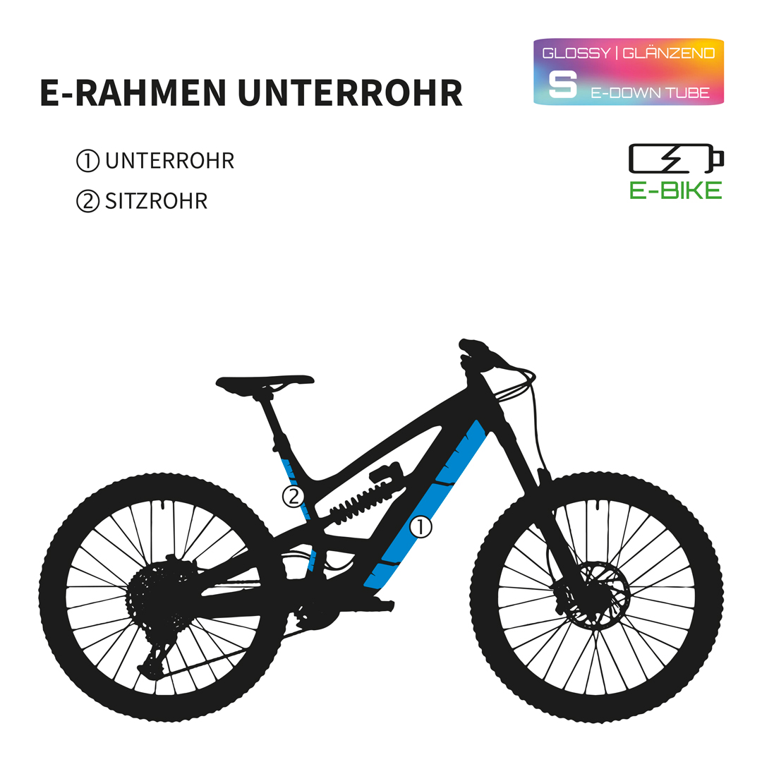 Custom Rahmenschutzfolie MTB S Unterrohr E-Bike - glossy - Unleazhed