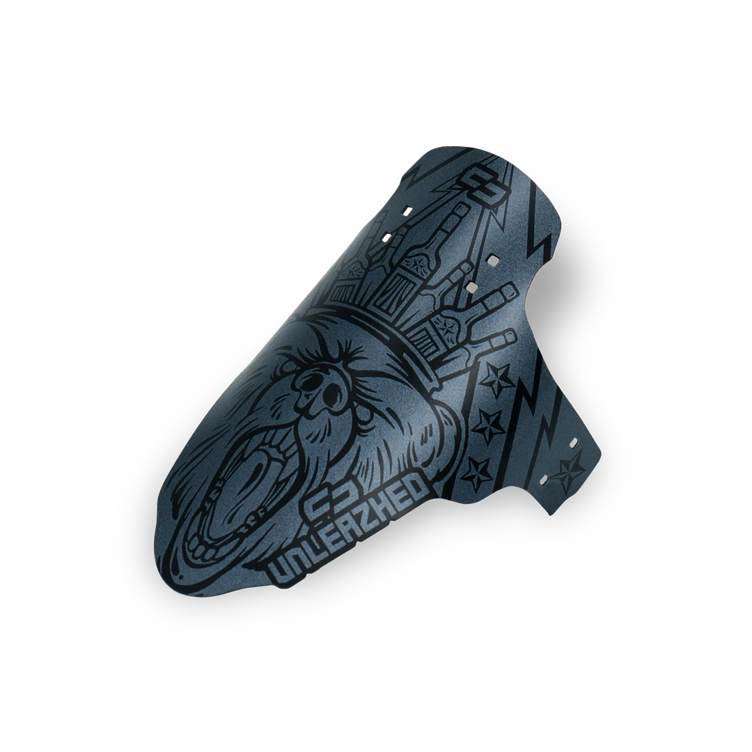 unleazhed - M01 dawai dark, Fahrrad-Schutzblech, Mountainbike, Grau-schwarz, Bedrucktes Design, Kunststoff