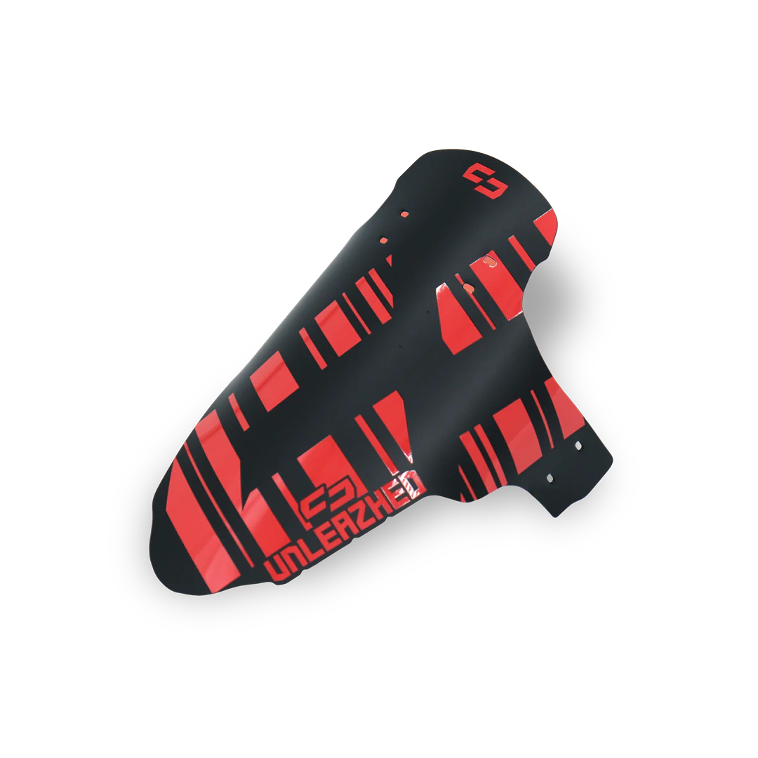 unleazhed - M01 red, Fahrradschutzblech, Kunststoff, Schwarz-Rot, Geometrisches Muster