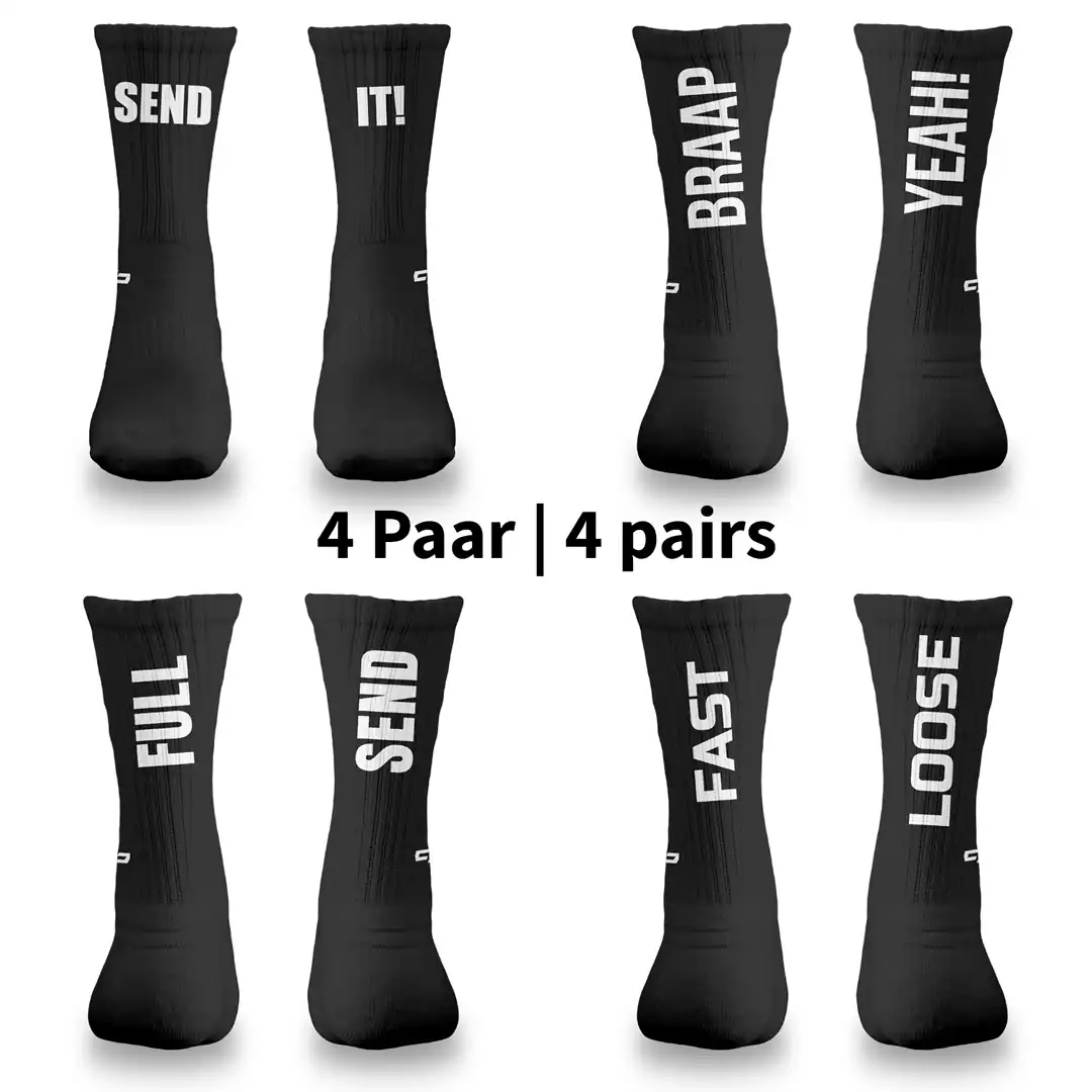 MTB Socks snazy bundle black-white + black-red + white-black + white-red - Unleazhed