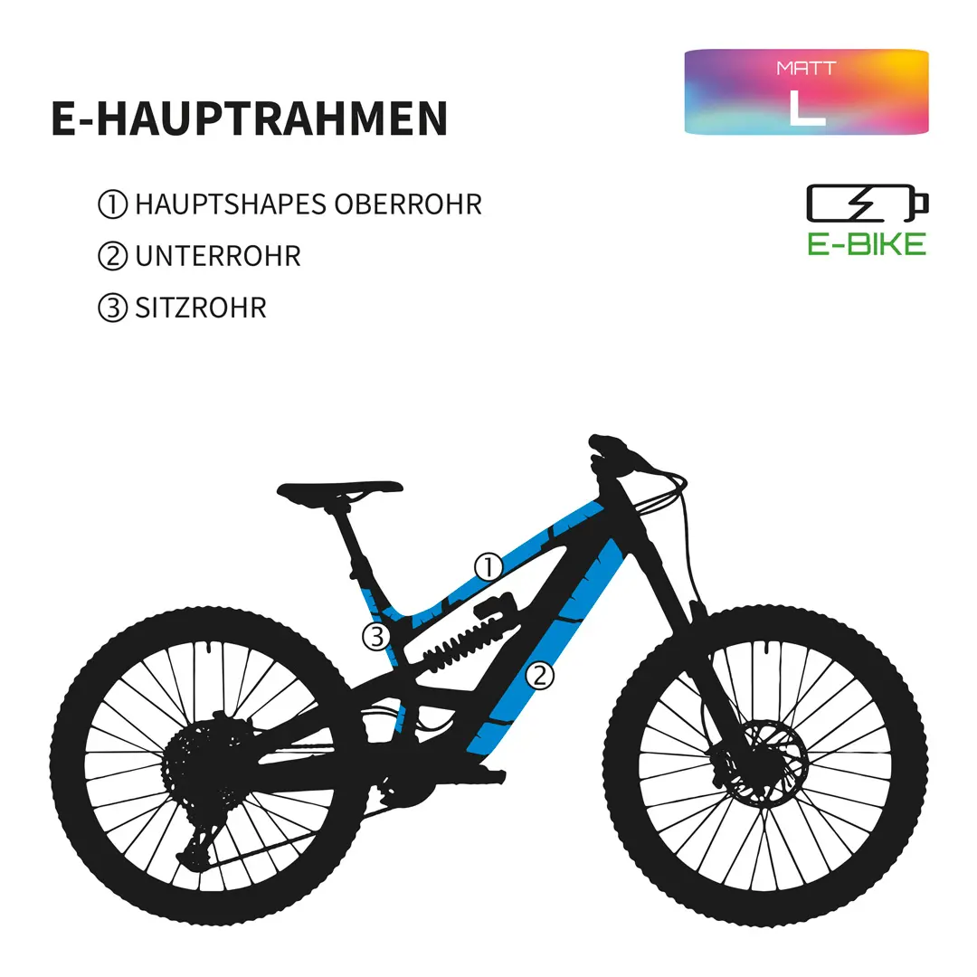 Custom frame protector MTB L top tube, down tube e-bike - matt - Unleazhed