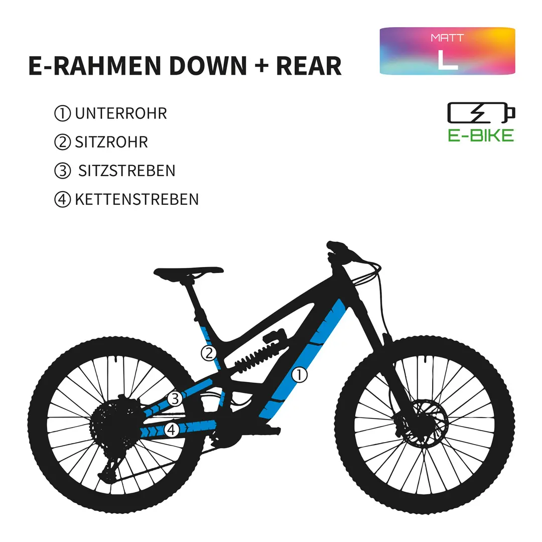 Custom Rahmenschutzfolie MTB L Unterrohr, Hinterbau E-Bike - matt - Unleazhed