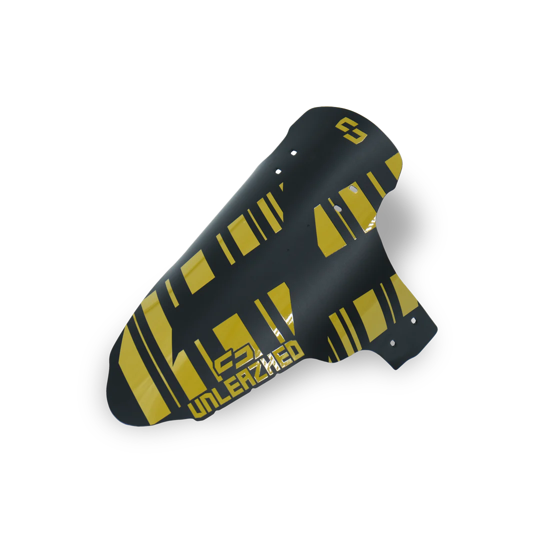 unleazhed - M01 olive, Fahrrad-Schutzblech, schwarz-gelb, Grafikmuster, Kunststoff