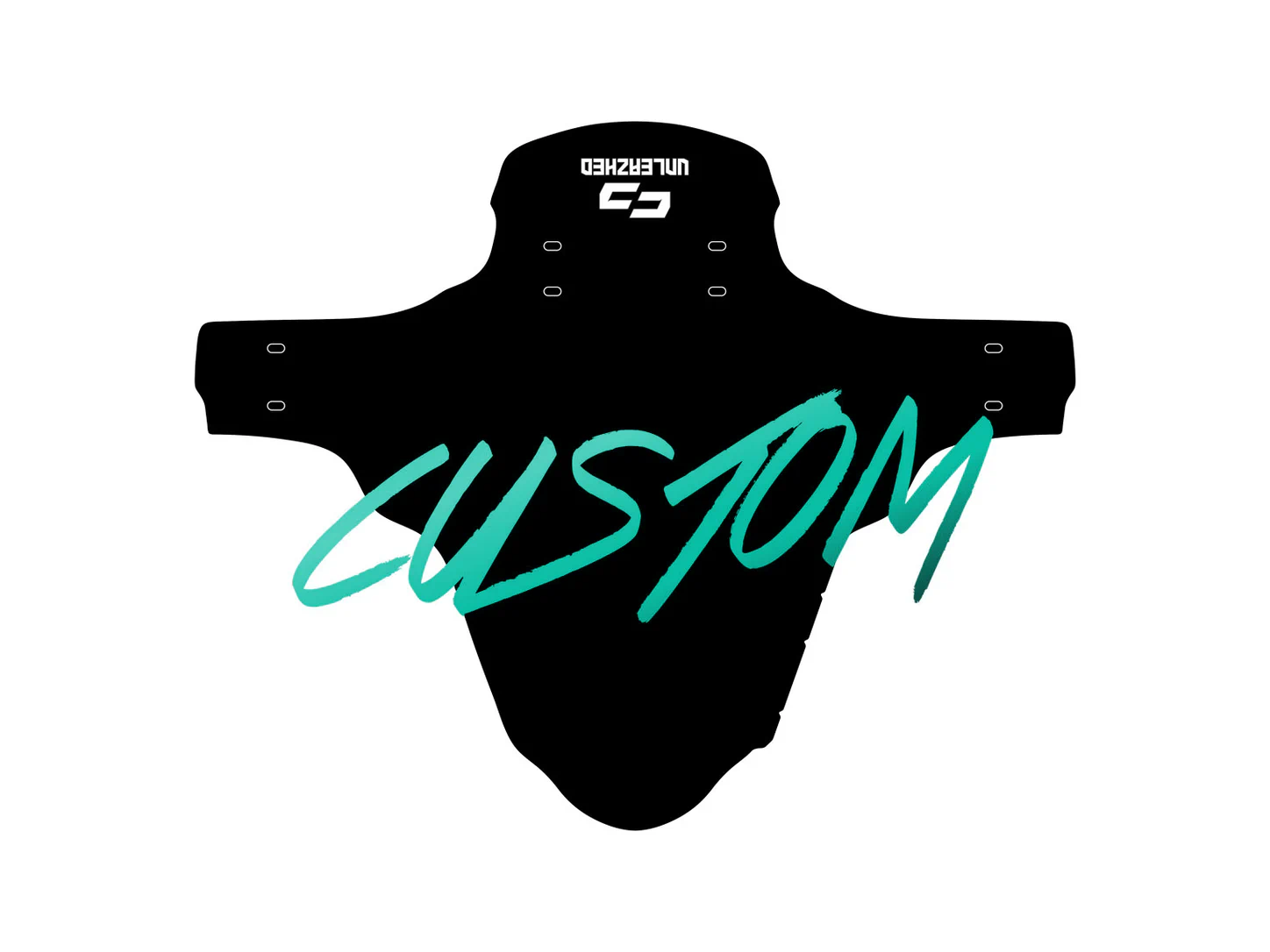 Custom mudguard M01 with green CUSTOM sample artwork