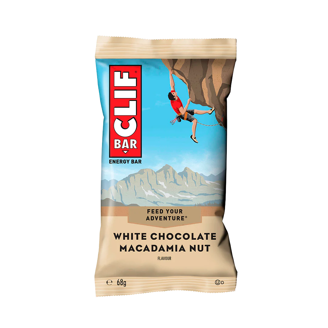 CLIF BAR Macadamia Weiß, Energieriegel, Weiße Schokolade, Macadamianuss, Beige Verpackung, 68 g