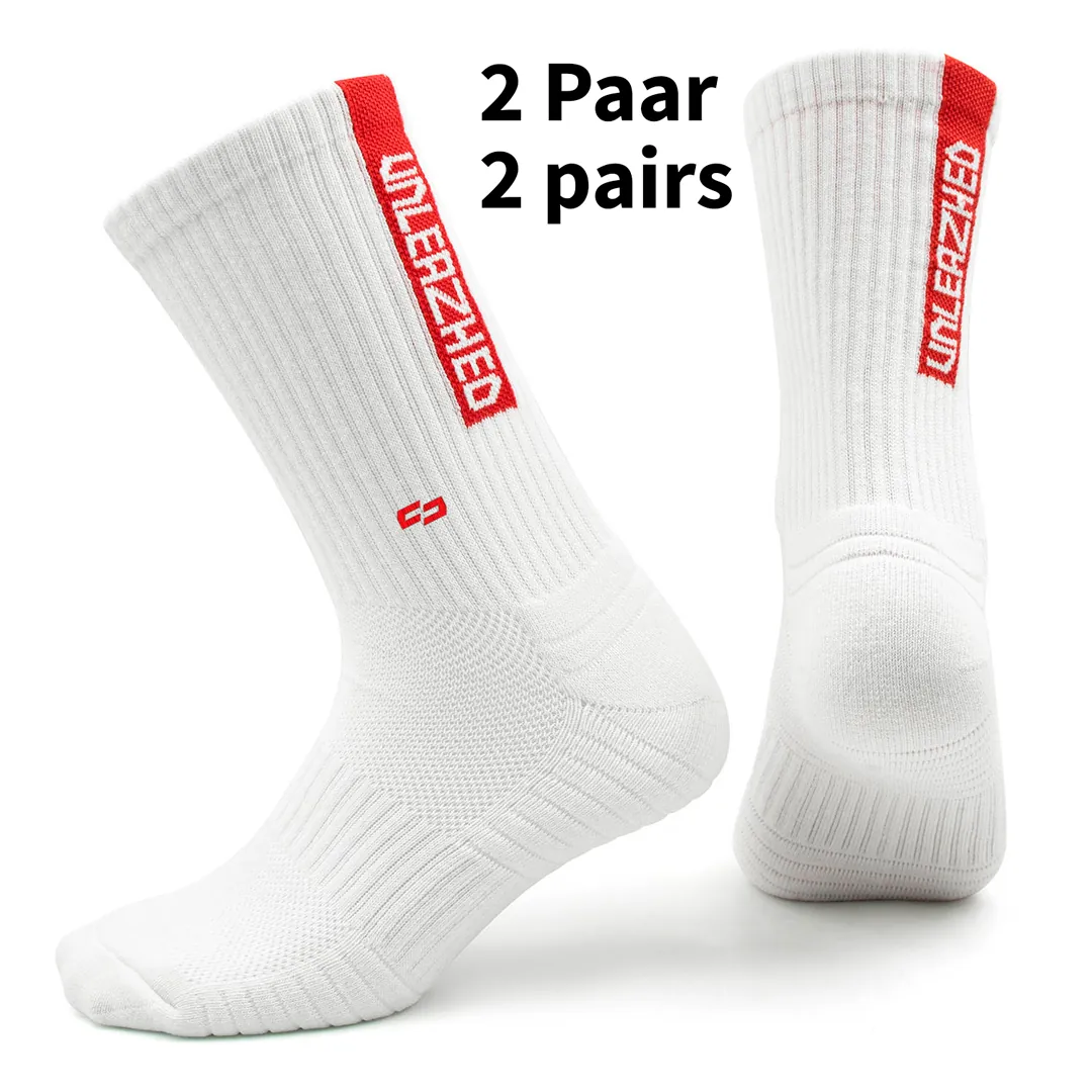 MTB Socks snazy 2 x white-red - Unleazhed