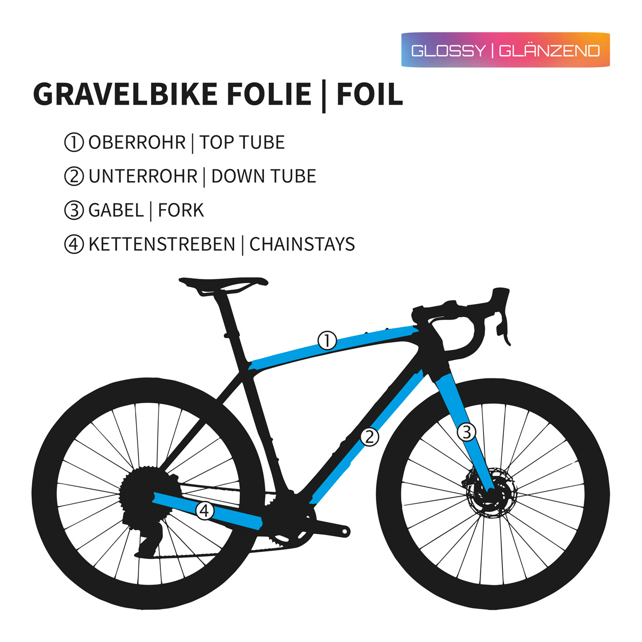 Custom Gravelbike frame protection film glossy - Unleazhed