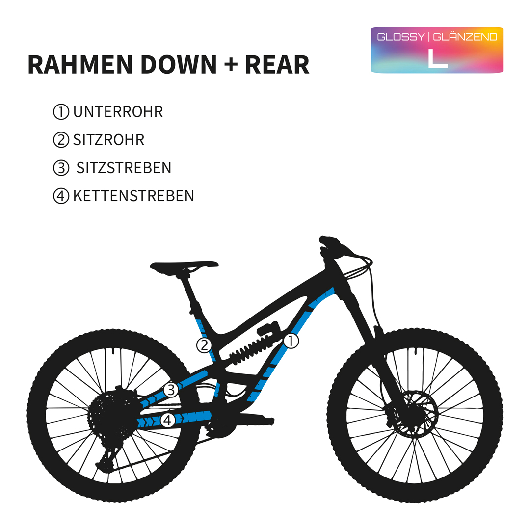 Custom Rahmenschutzfolie MTB L Unterrohr, Hinterbau - glossy - Unleazhed