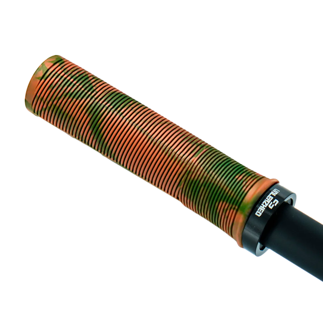 MTB Griffe G1 - Brown Olive - Unleazhed, Fahrradgriff, Gummigriff, geriffelte Oberfläche, orange-schwarz, Lenkergriff