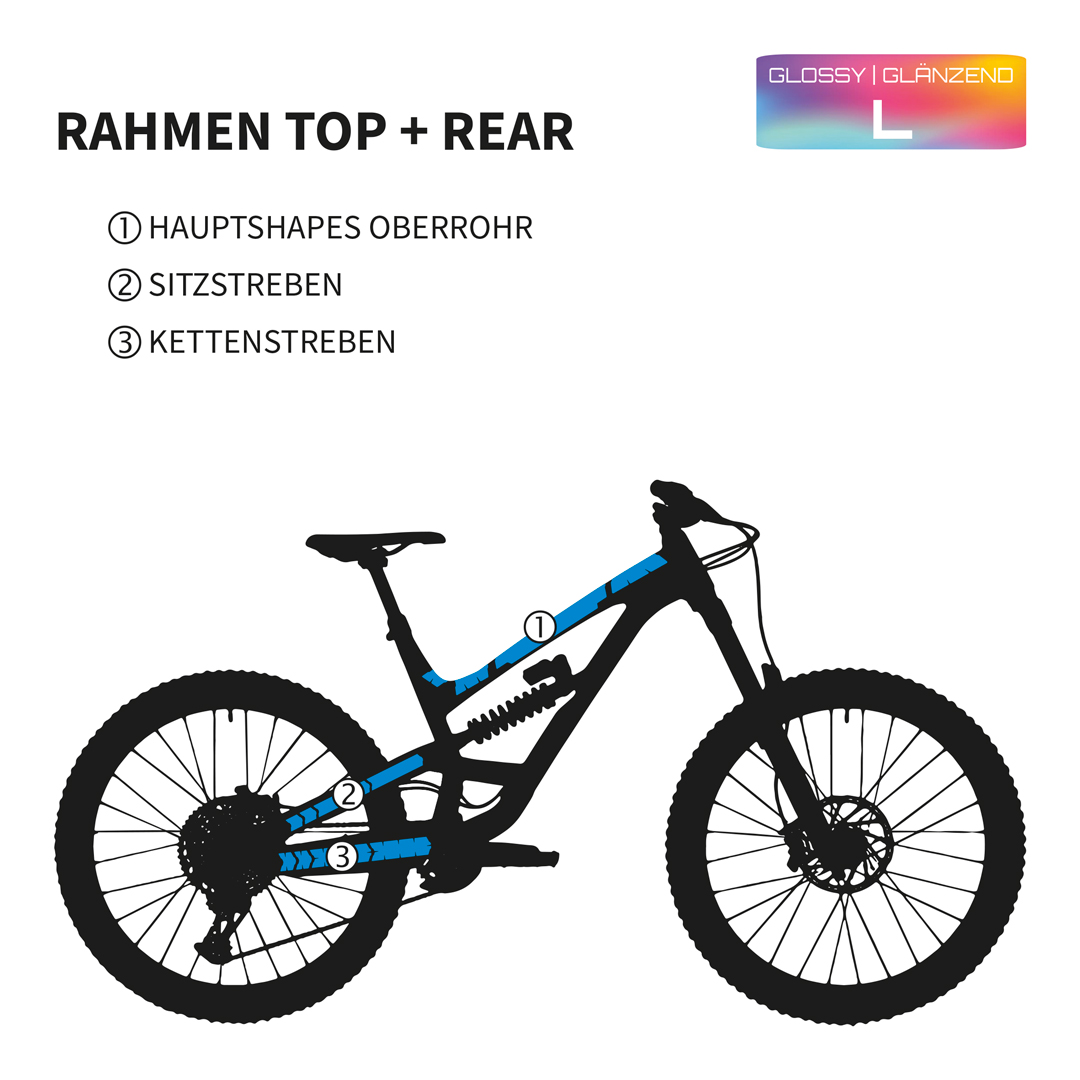 Custom Rahmenschutzfolie MTB L Oberrohr, Hinterbau - glossy - Unleazhed