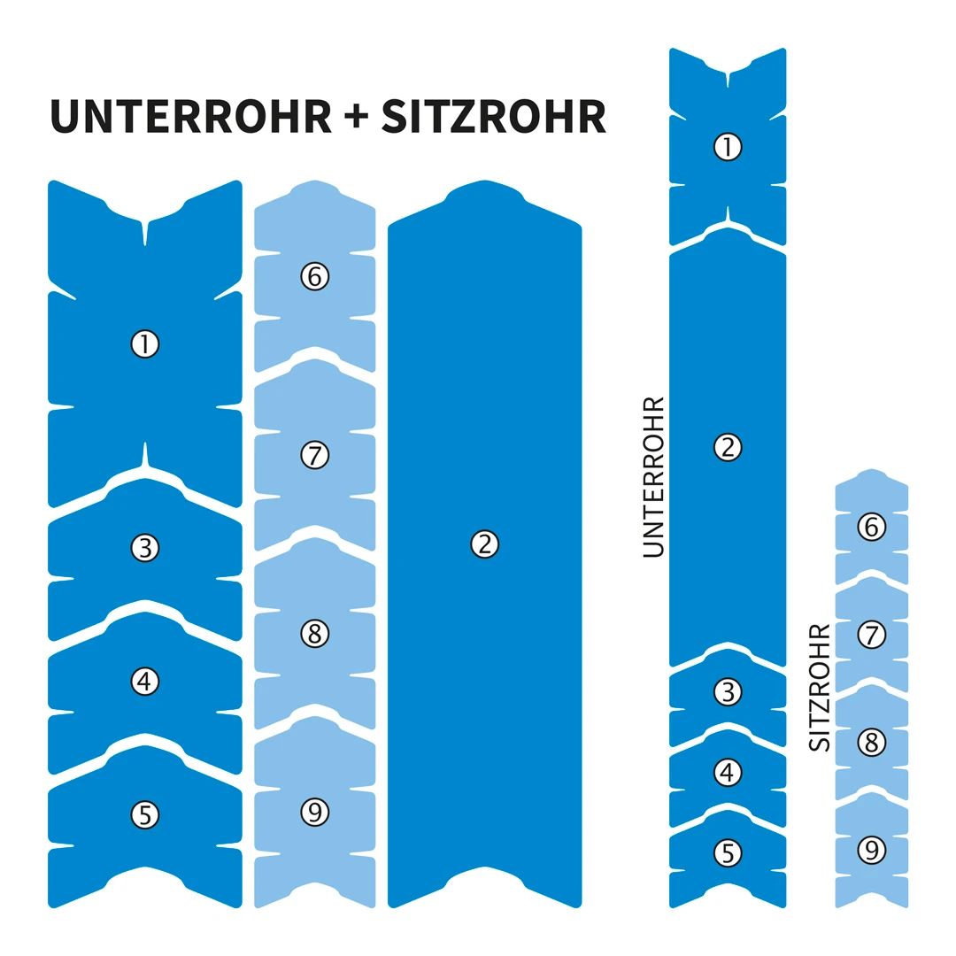 Custom Rahmenschutzfolie MTB XXL Oberrohr, Unterrohr, Hinterbau - glossy - Unleazhed
