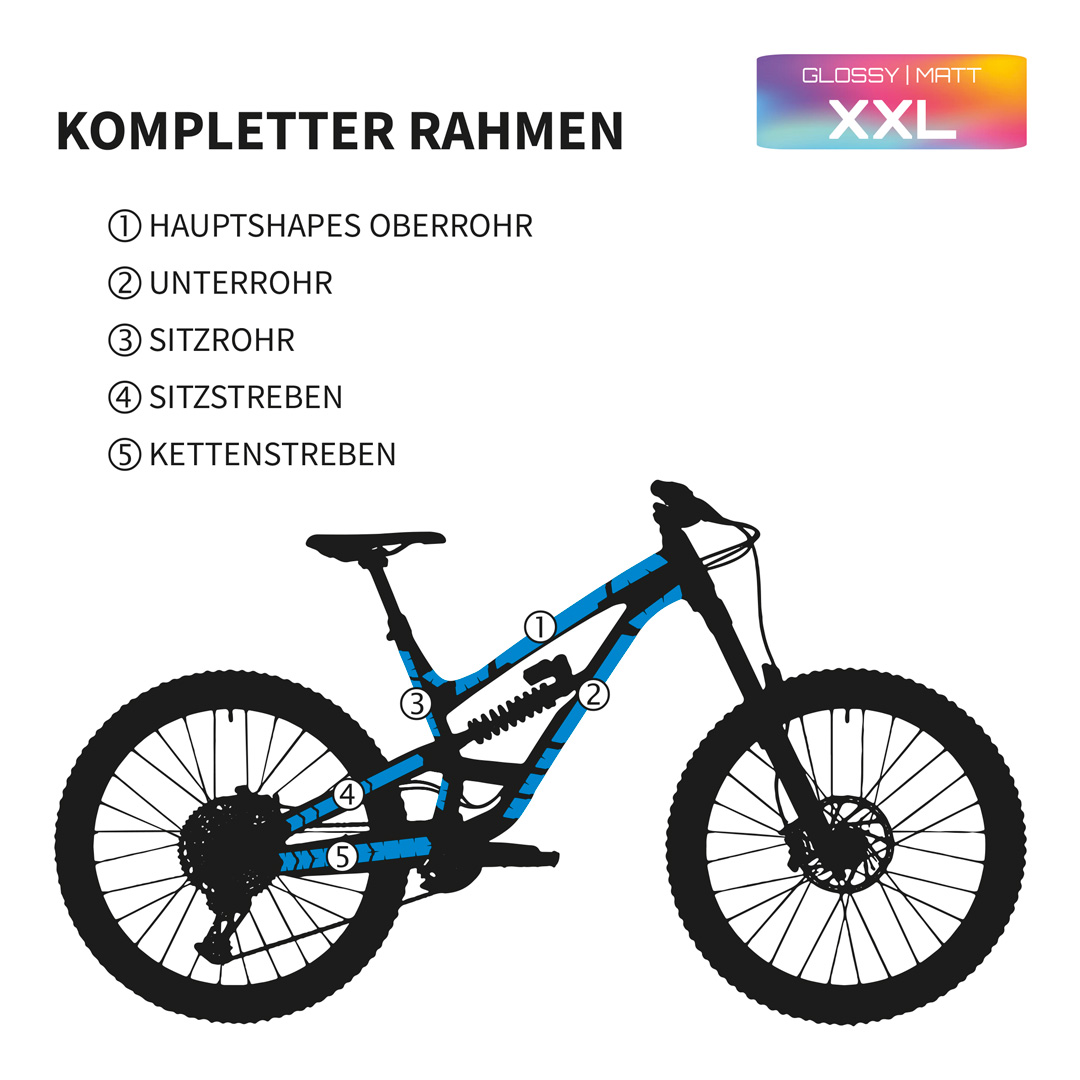 Custom Rahmenschutzfolie MTB XXL Oberrohr, Unterrohr, Hinterbau - Unleazhed