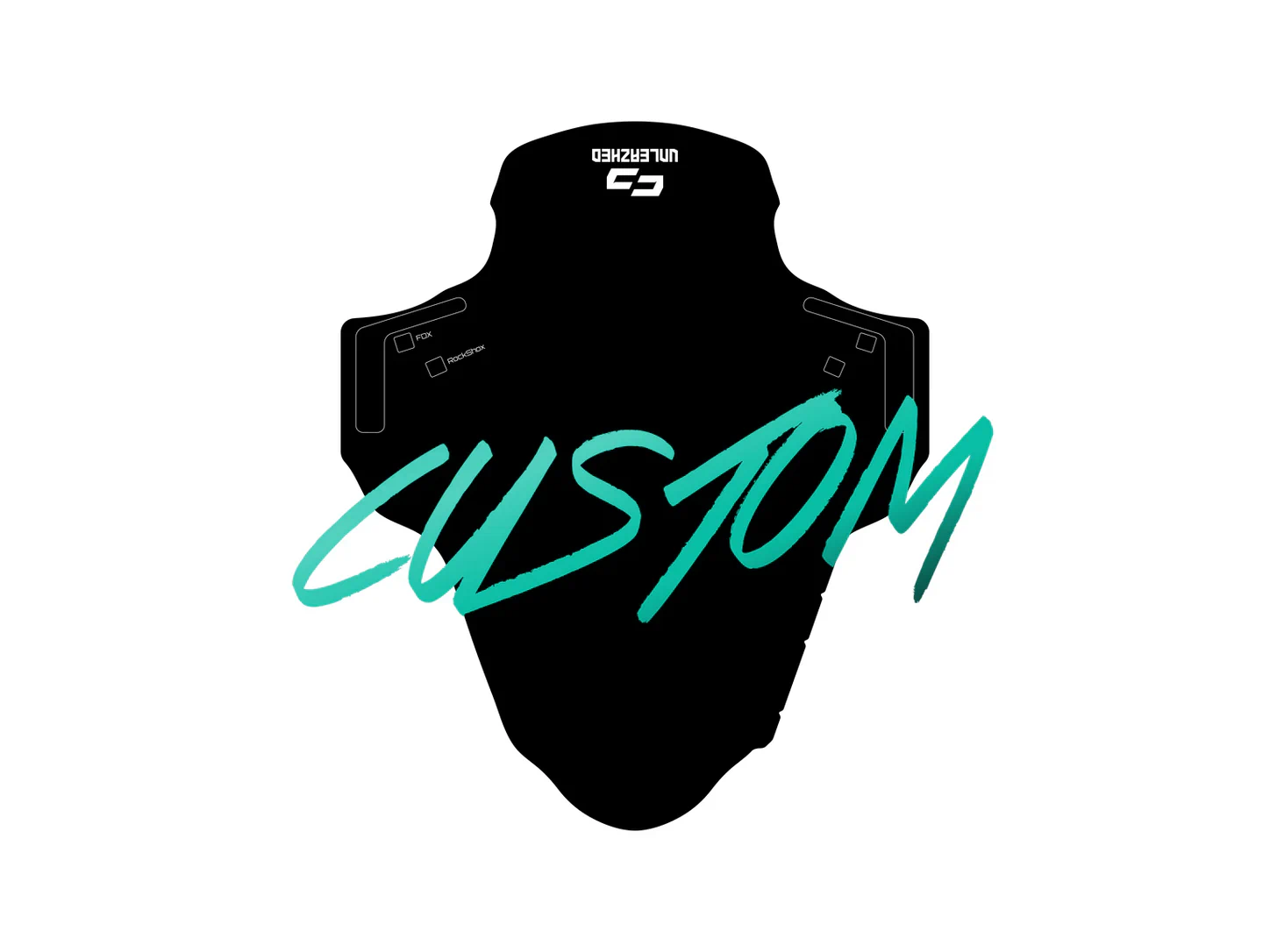 Custom mudguard M01 Bolt On with green CUSTOM sample artwork