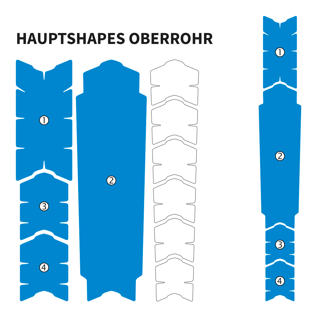 Custom Rahmenschutzfolie MTB XXL Oberrohr, Unterrohr, Hinterbau E-Bike - matt - Unleazhed