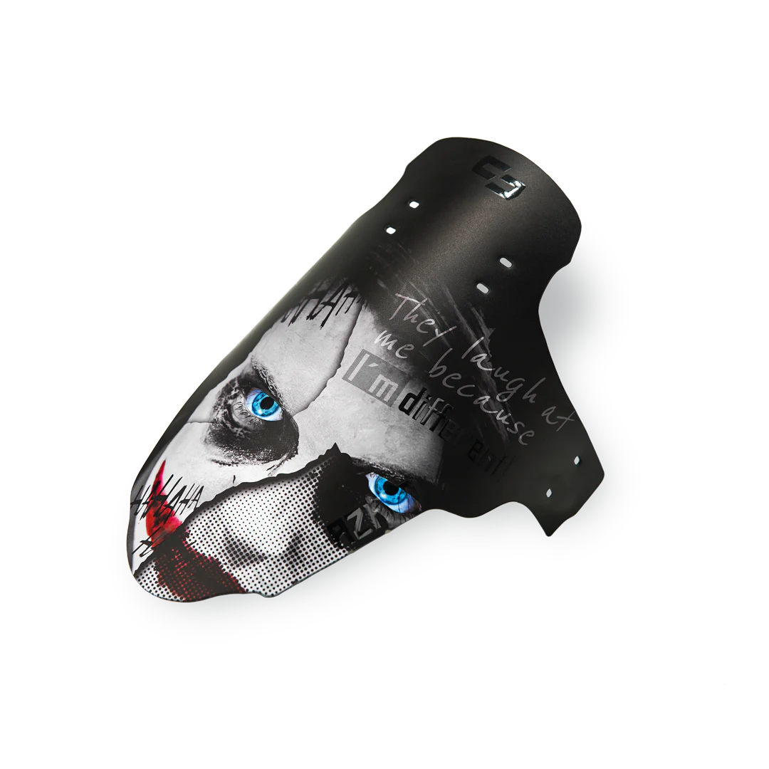 unleazhed - M01 Happy, Schienbeinschoner, Kunststoff, schwarz, Gesichtsmotiv, blaue Augen