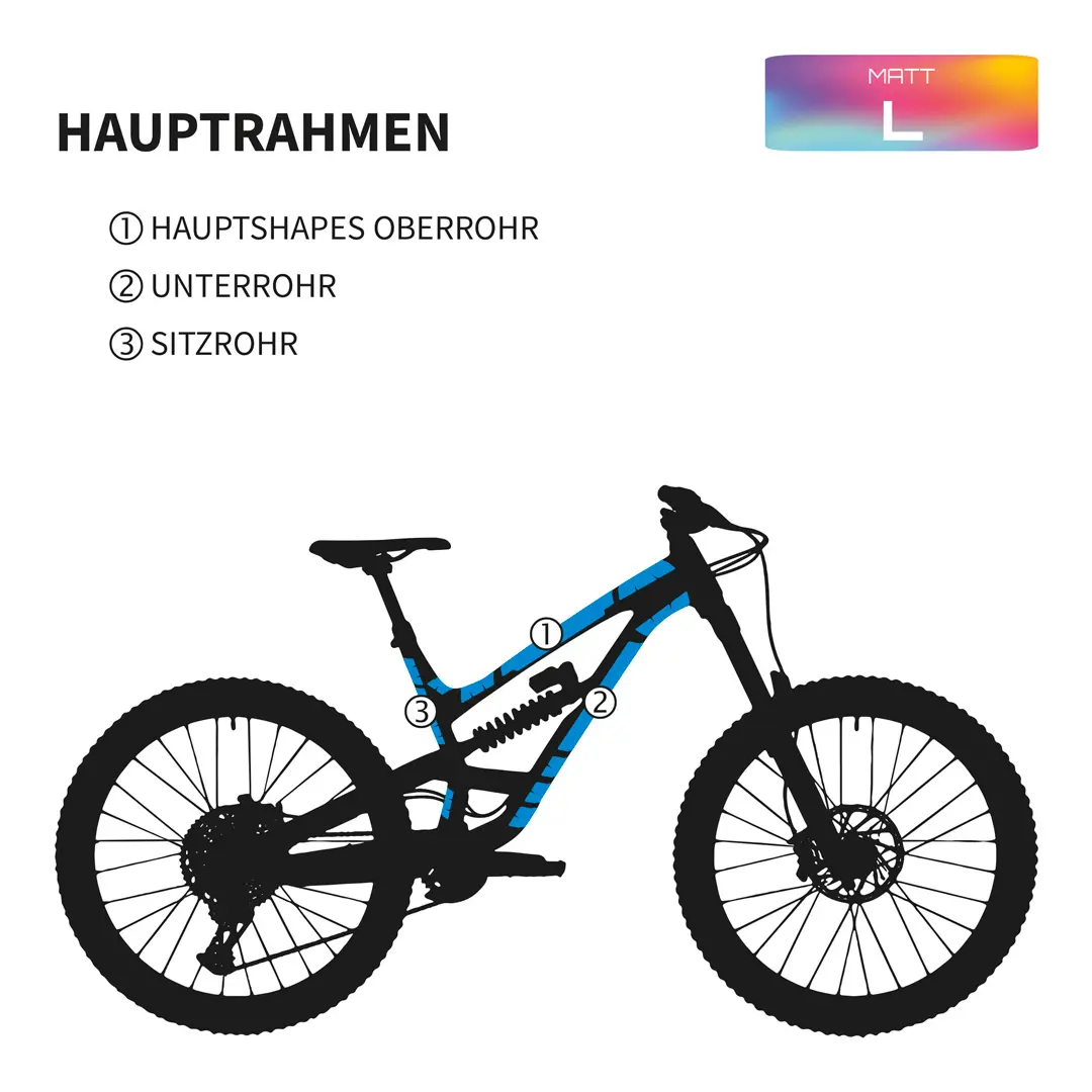 Custom Rahmenschutzfolie MTB L Oberrohr, Unterrohr - matt - Unleazhed
