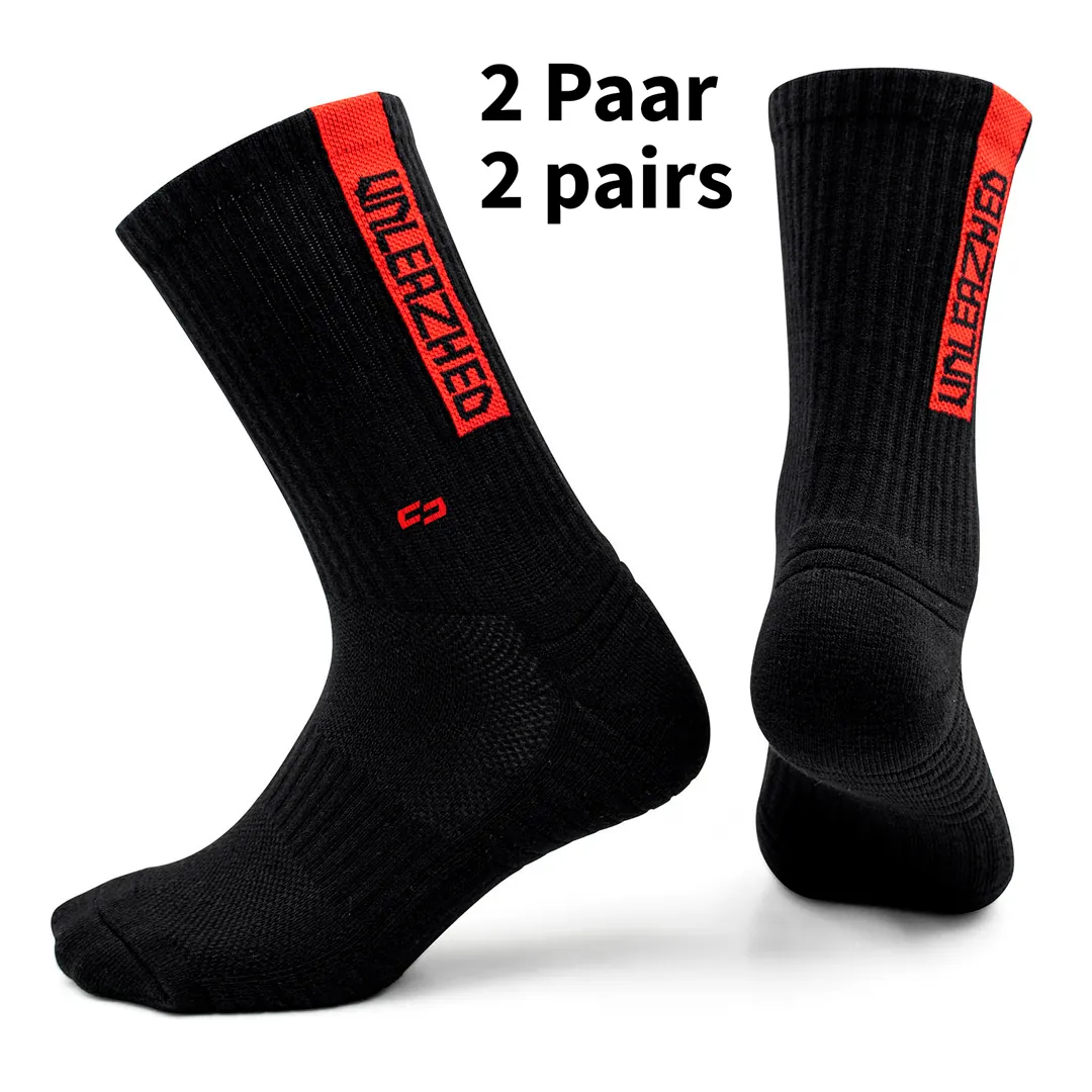 MTB Socken snazy 2 x black-red - Unleazhed