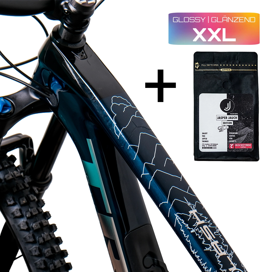 Bundle Bike Protection + Bio Coffee - Jasper Jauch Edition Forest white glänzend Bundle Bike Protection + Bio Coffee - Jasper Jauch Edition Forest white glänzend