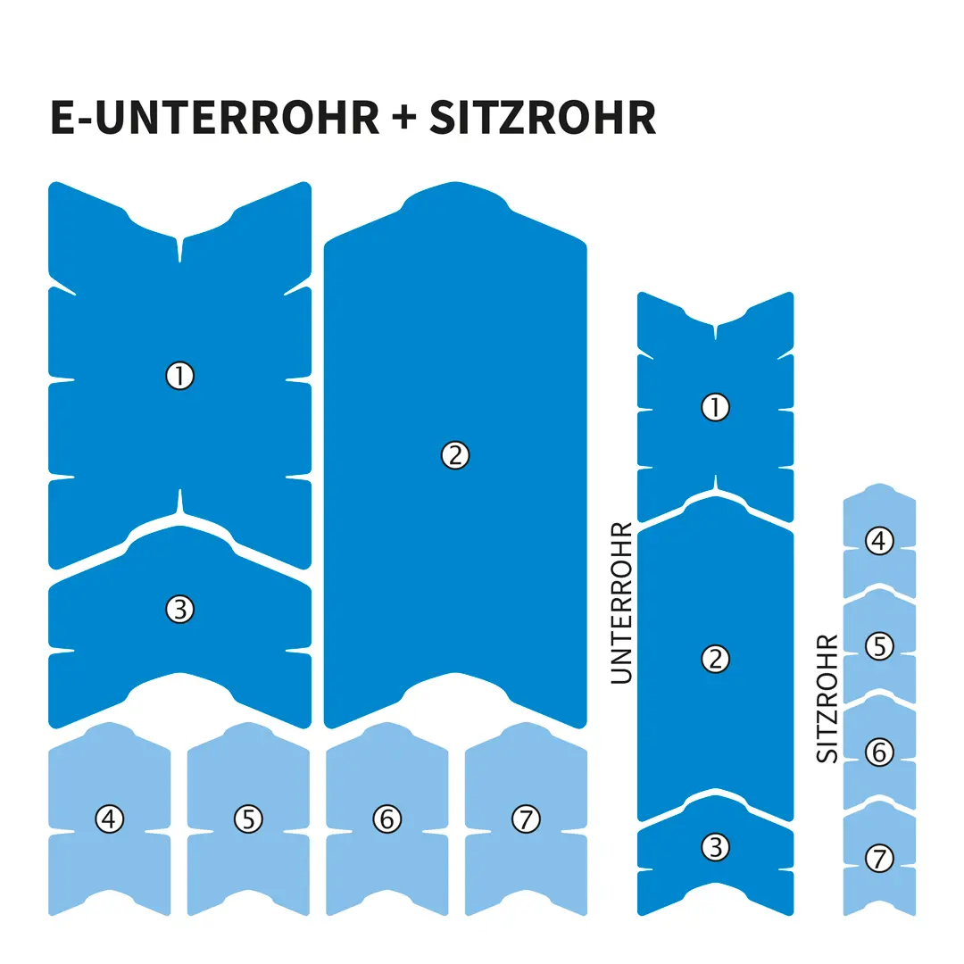 Custom Rahmenschutzfolie MTB XXL Oberrohr, Unterrohr, Hinterbau E-Bike - matt - Unleazhed