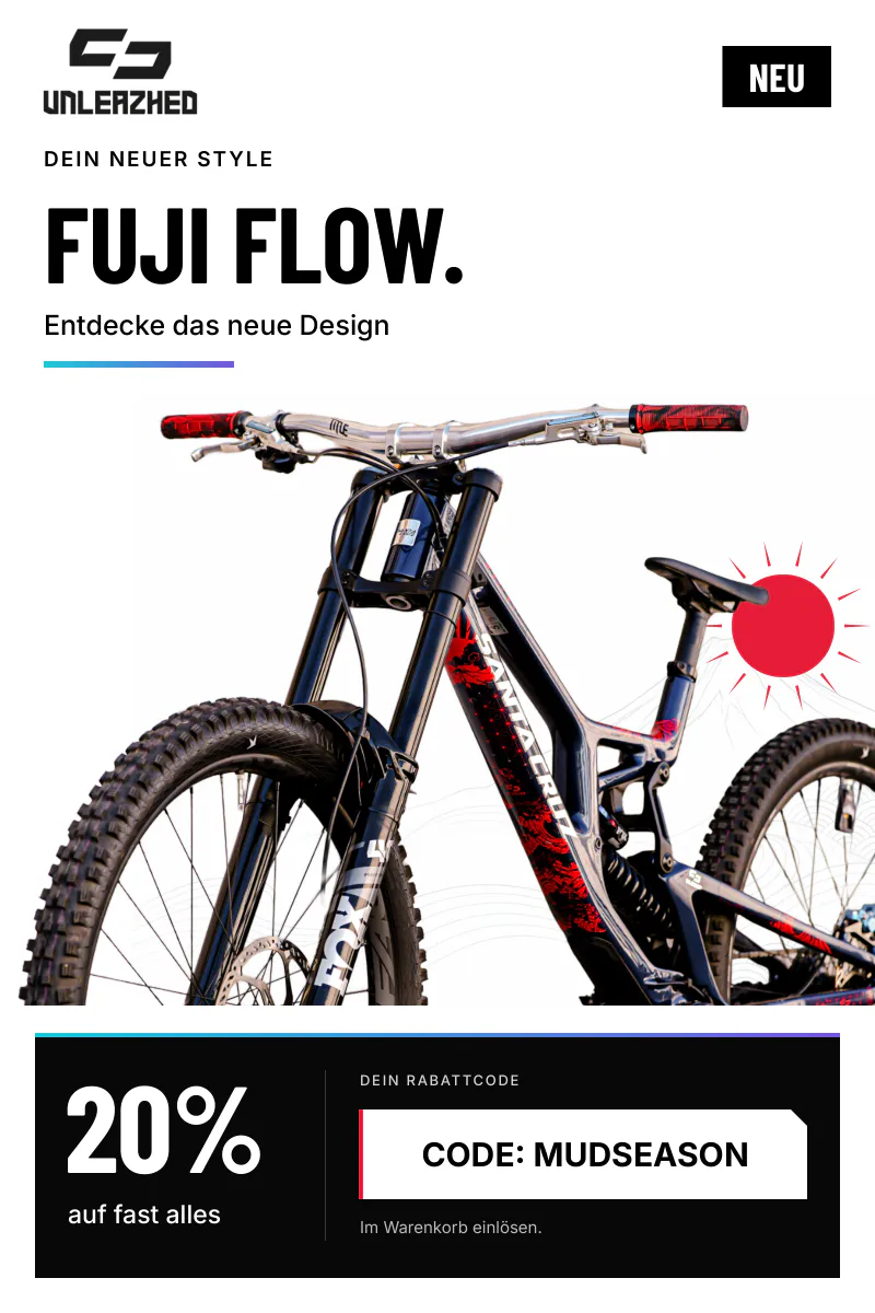 Mountainbike, Vollgefedert, Schwarz-Rot, Stollenreifen, Scheibenbremsen