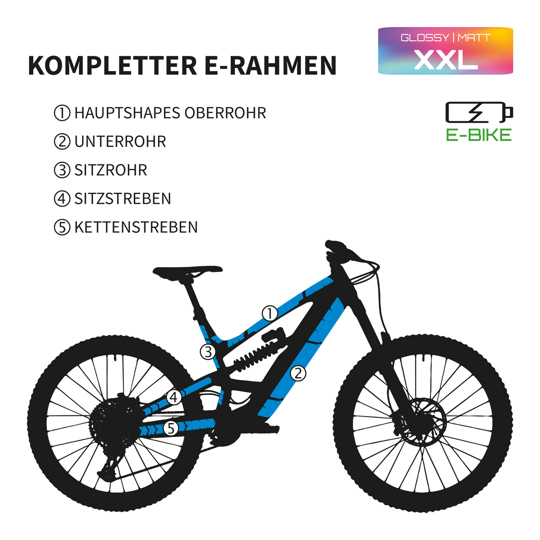 Custom frame protector MTB XXL top tube, down tube, rear e-bike - Unleazhed