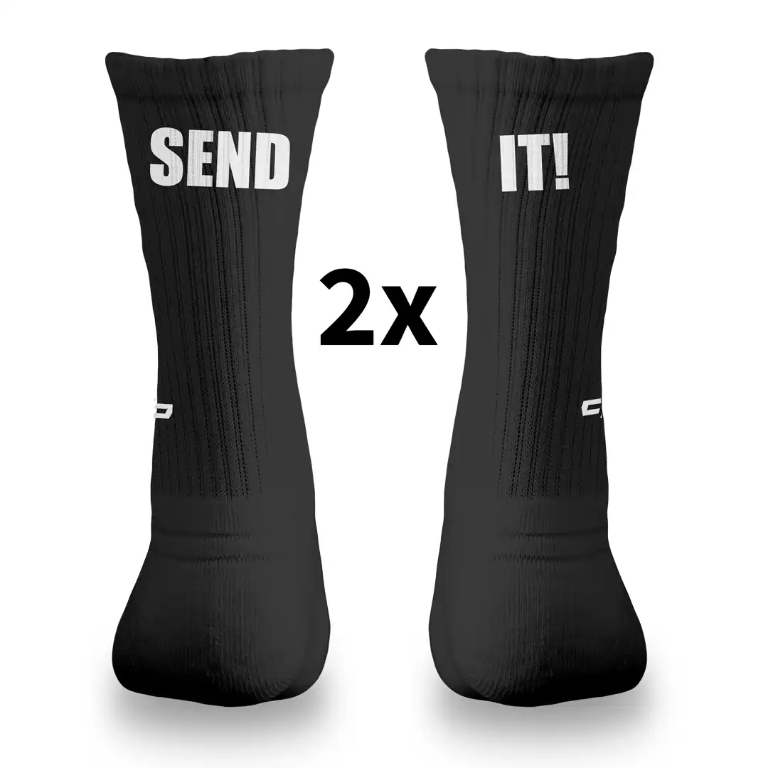 MTB Socken 2 x SEND IT! black-white - Unleazhed
