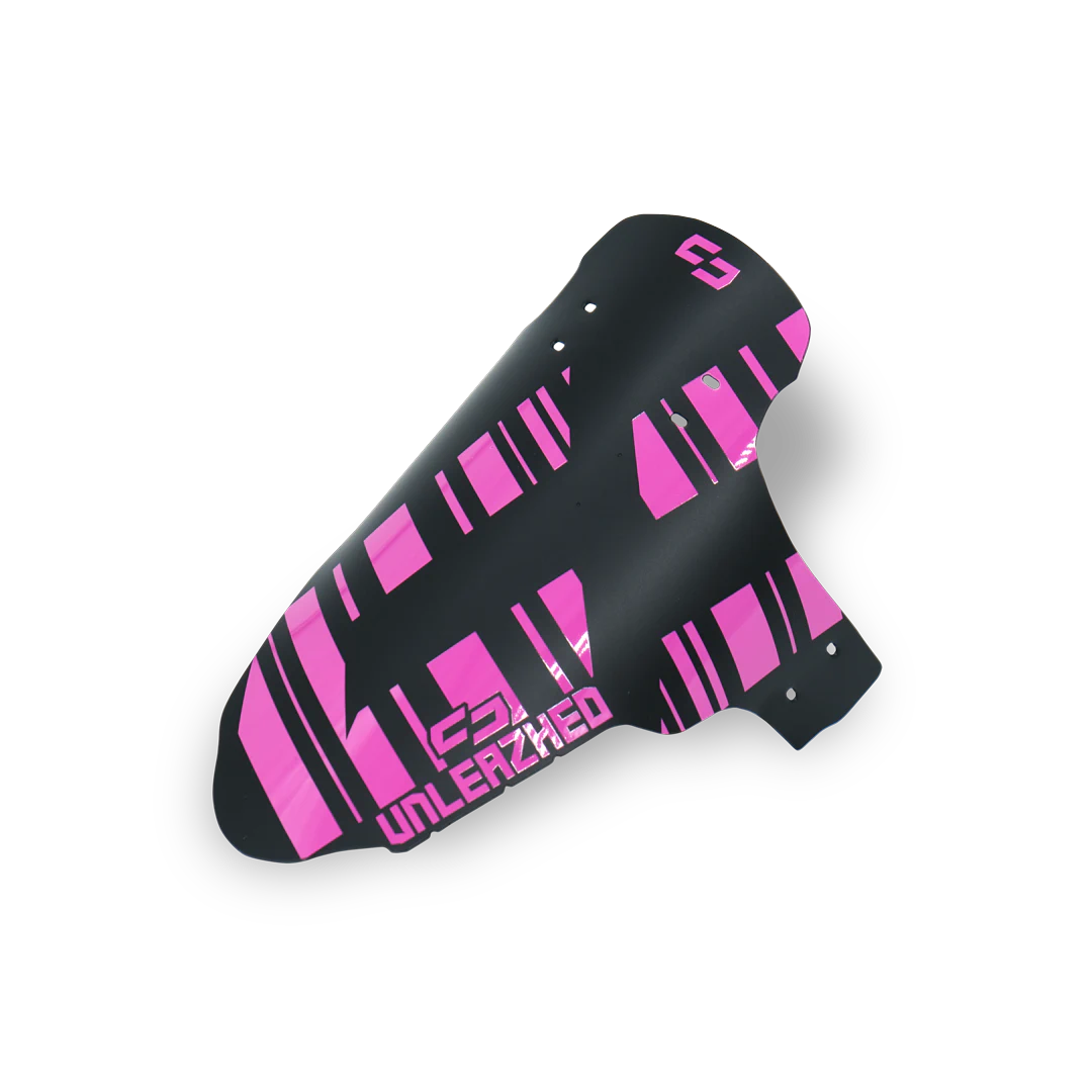 unleazhed - M01 pink, Fahrrad-Schutzblech, Kunststoff, Schwarz-pink, Geometrisches Muster