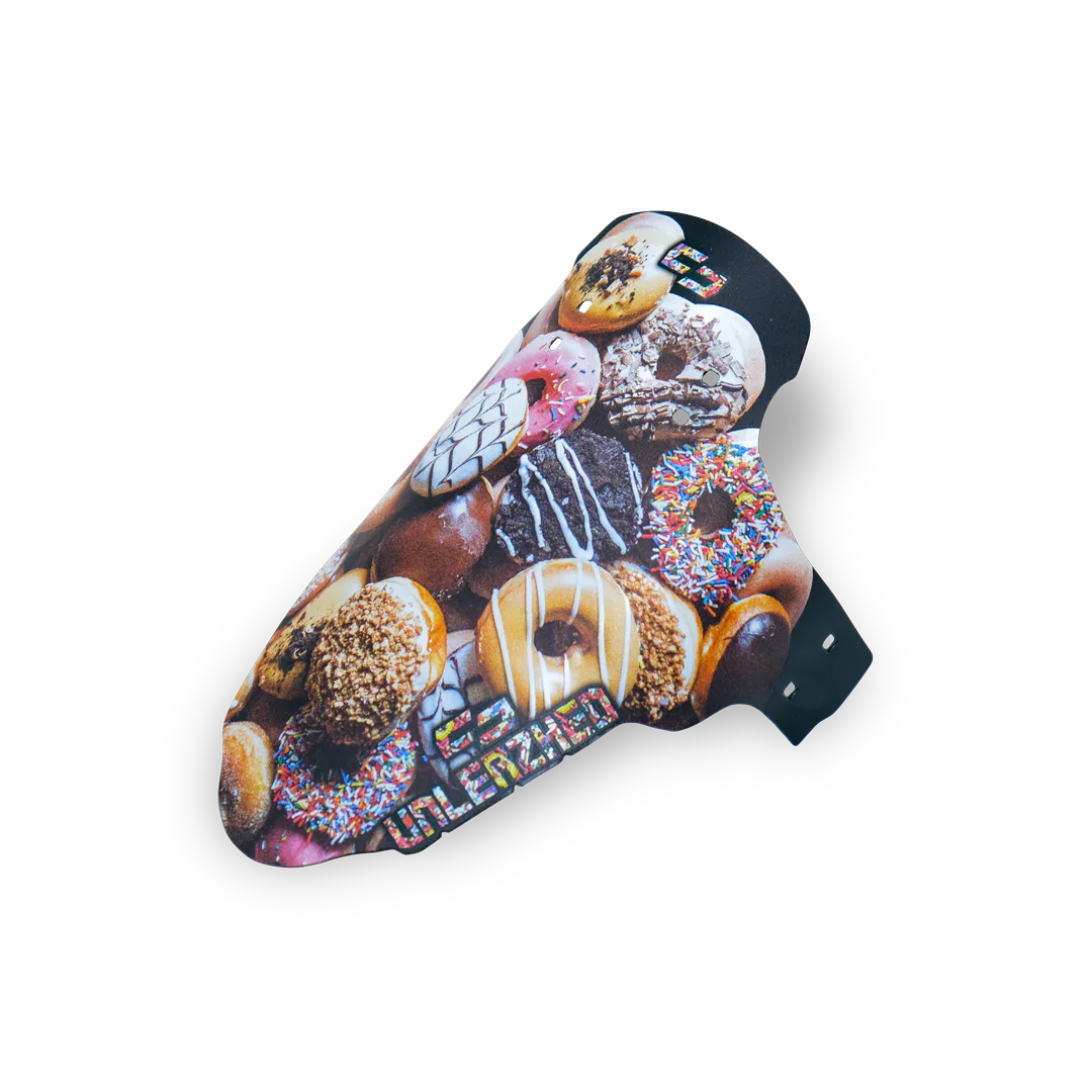 unleazhed - M01 more donuts, Fahrrad-Schutzblech, Kunststoff, Donutmotiv, bunt, schwarz
