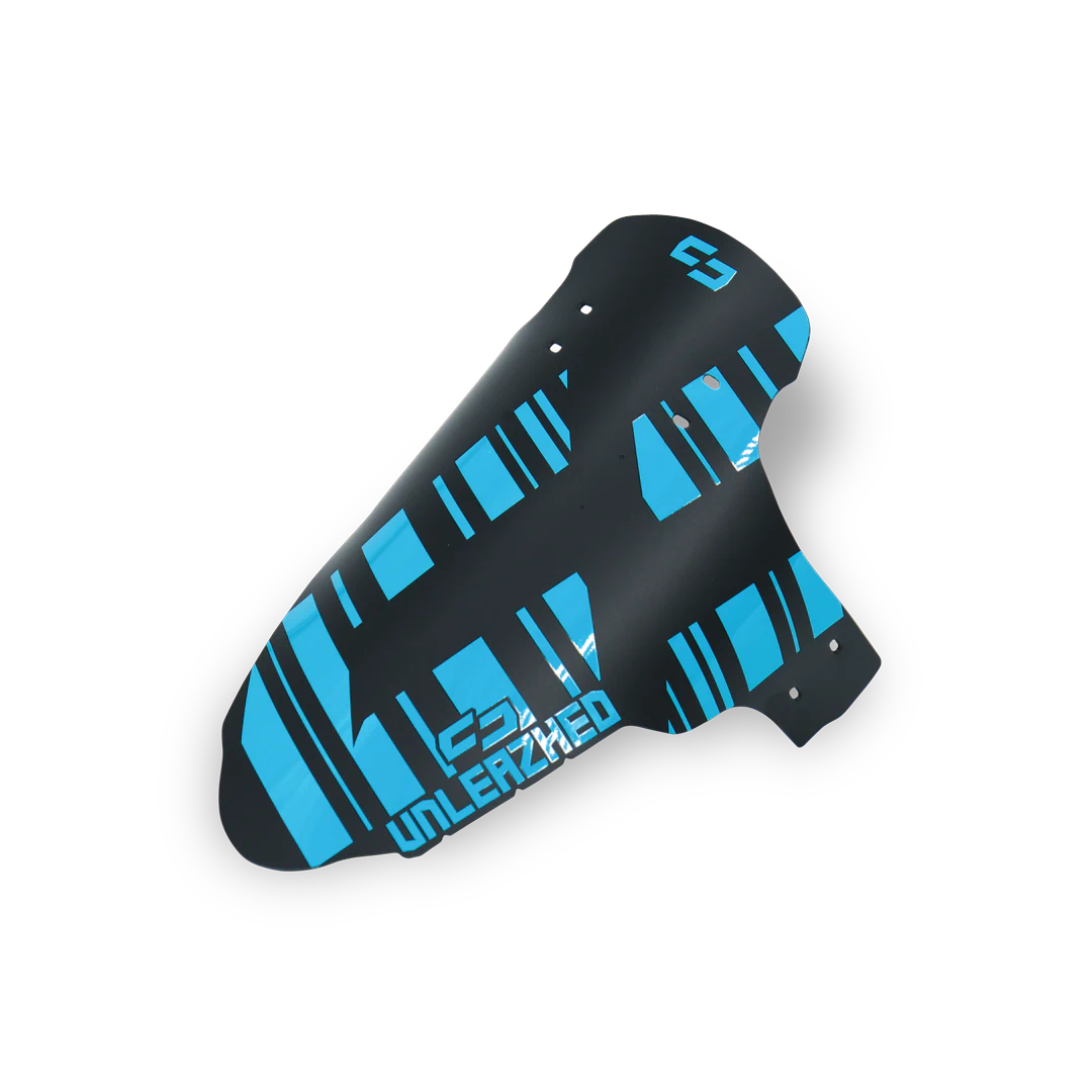 unleazhed - M01 blue, Fahrradschutzblech, Kunststoff, Schwarz, Türkis, Grafikmuster