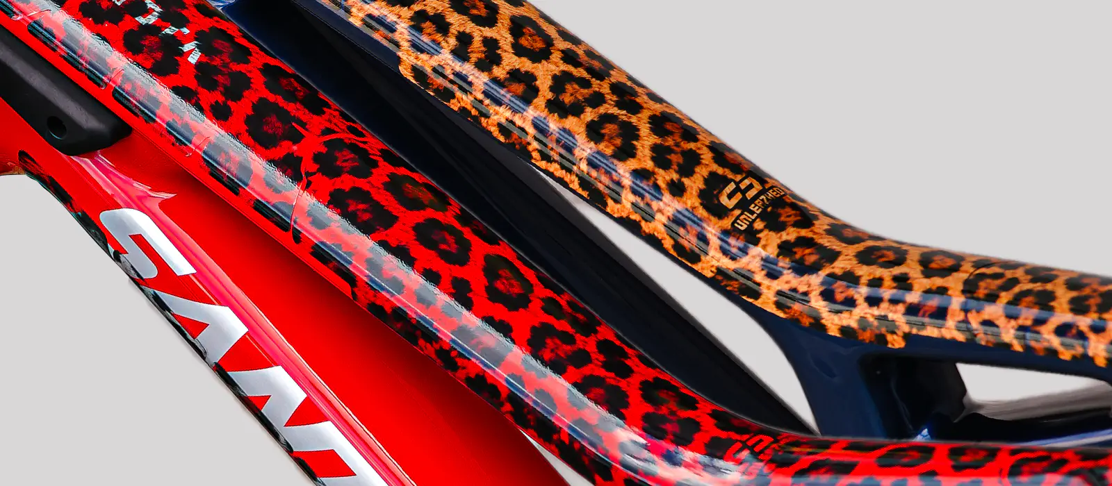 Leopard Rahmenschutz-Design am Mountainbike